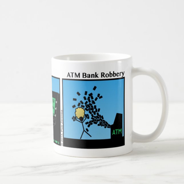 Funny ATM Bank Robbery Stickman Mugg - 088 (Höger)