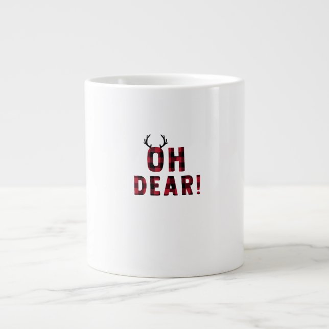 Funny Attitude Oh Dear Plaid Deer Creative Design  Jumbo Mugg (Framsidan)