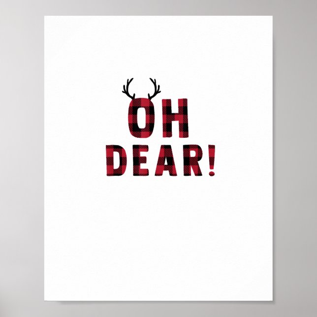 Funny Attitude Oh Dear Plaid Deer Creative Design Poster (Framsidan)