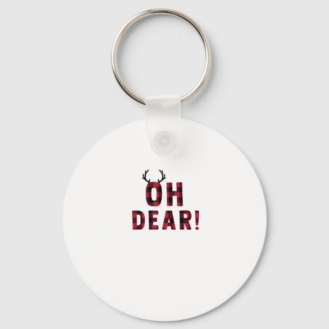 Funny Attitude Oh Dear Plaid Deer CreativeKeychain Nyckelring (Framsida)