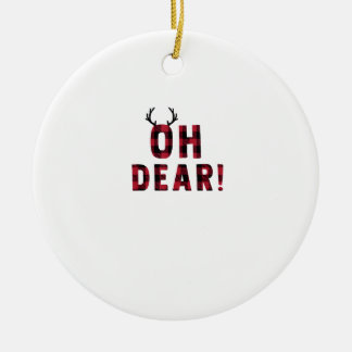 Funny Attitude Oh Dear Plaid Deer CreativeOrnament Julgransprydnad Keramik