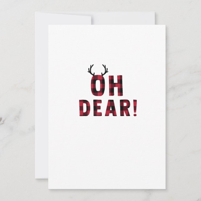 Funny Attitude Oh Dear Plaid DeerFlat Holiday Card Julkort (Framsida)