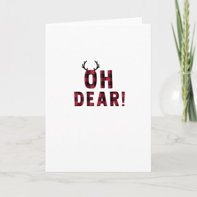 Funny Attitude Oh Dear Plaid DFolded Greeting Card Kort (Framsida)
