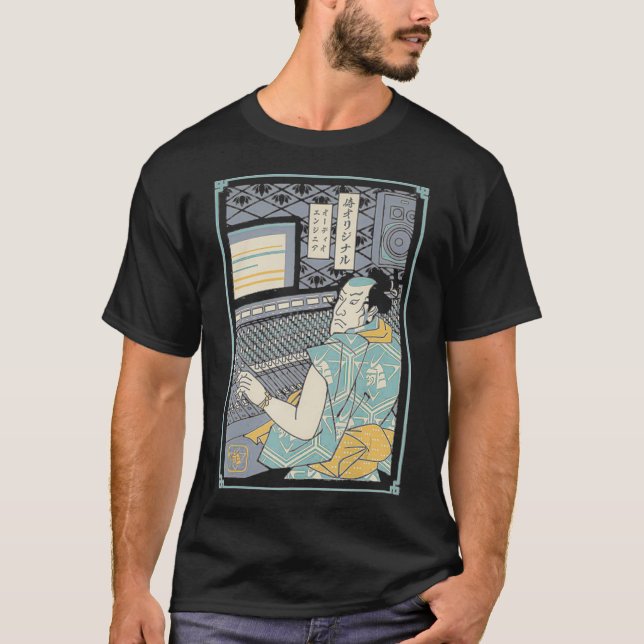 Funny AUDIO INGENJÖR SAMURAI Warrior Japanska Kärl T Shirt (Framsida)