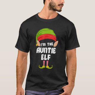 Funny Auntie Elf Matching Family Group PJ Christma T Shirt