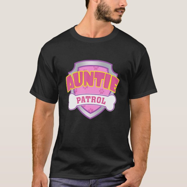 Funny Auntie Patrol - Hund, Mamma, Pappa, För mana T Shirt (Framsida)