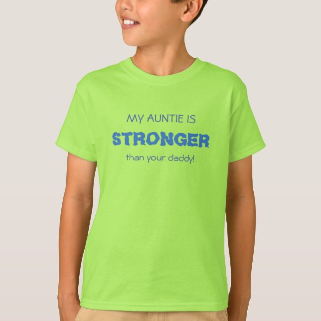 Funny AUNTIE STRONGER blue T-shirt (Framsida)