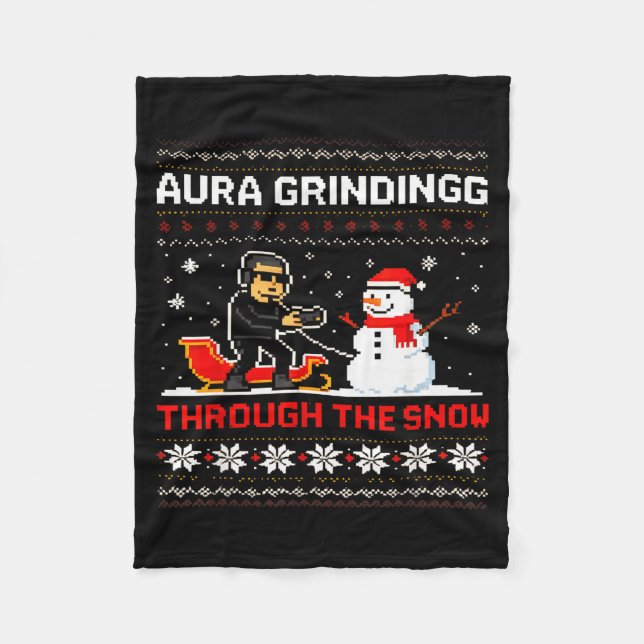 Funny Aura Grinding Christmas Meme Winter Gamer  Fleecefilt (Framsidan)
