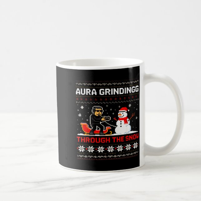 Funny Aura Grinding Christmas Meme Winter Gamer  Kaffemugg (Höger)
