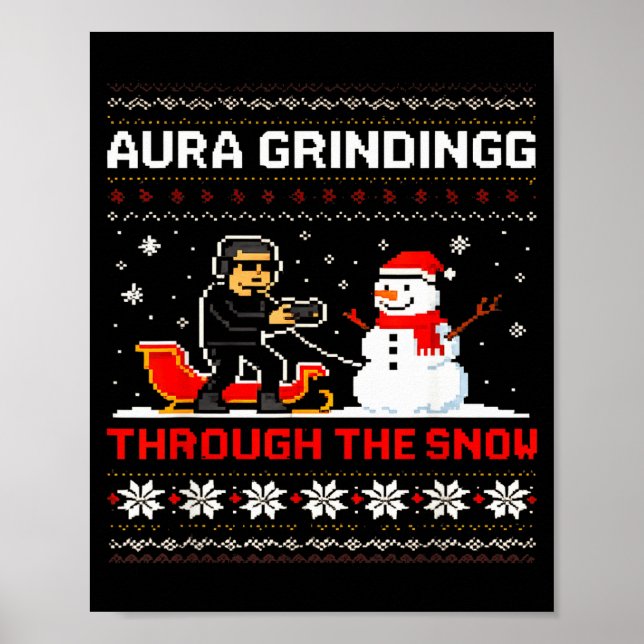 Funny Aura Grinding Christmas Meme Winter Gamer  Poster (Framsidan)