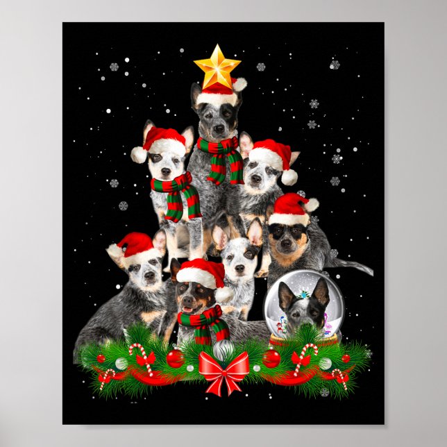 Funny Australian Cattle Dog Dog Christmas Tree - B Poster (Framsidan)