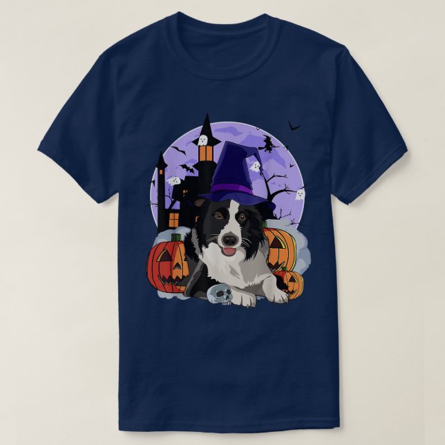 Funny Australian Shepherd Dog Halloween Witch Pump T Shirt (Design framsida)