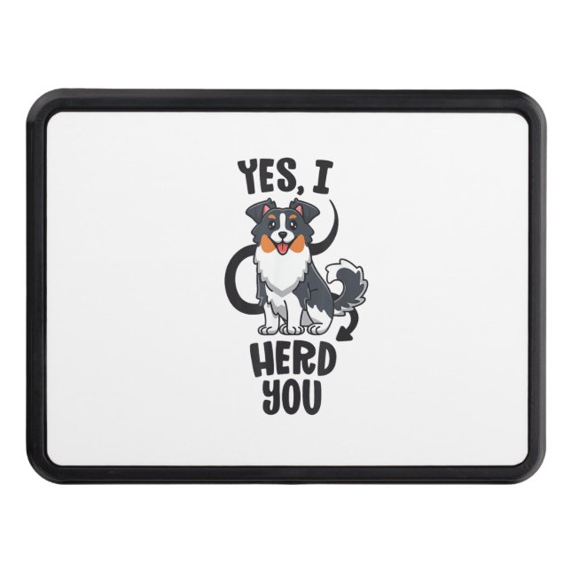 Funny Australian shepherd Mamma presenterar Aussie Dragkroksskydd (Framsidan)