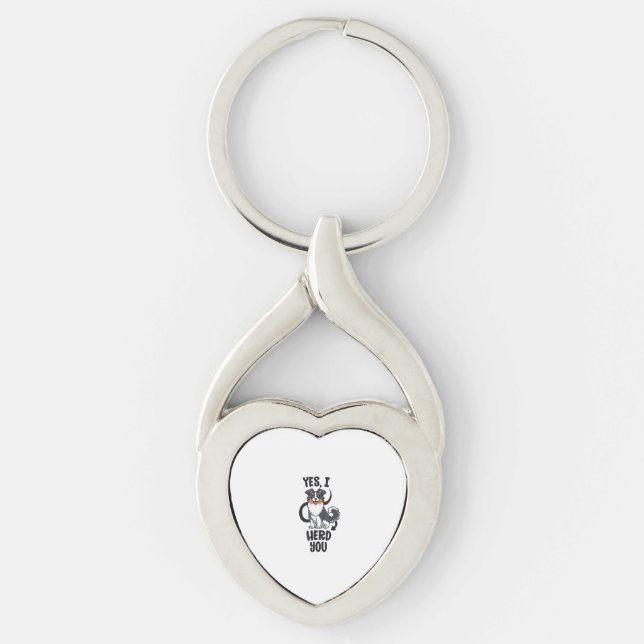 Funny Australian shepherd Mamma presenterar Aussie Twisted Heart Silverfärgad Nyckelring (Framsidan)