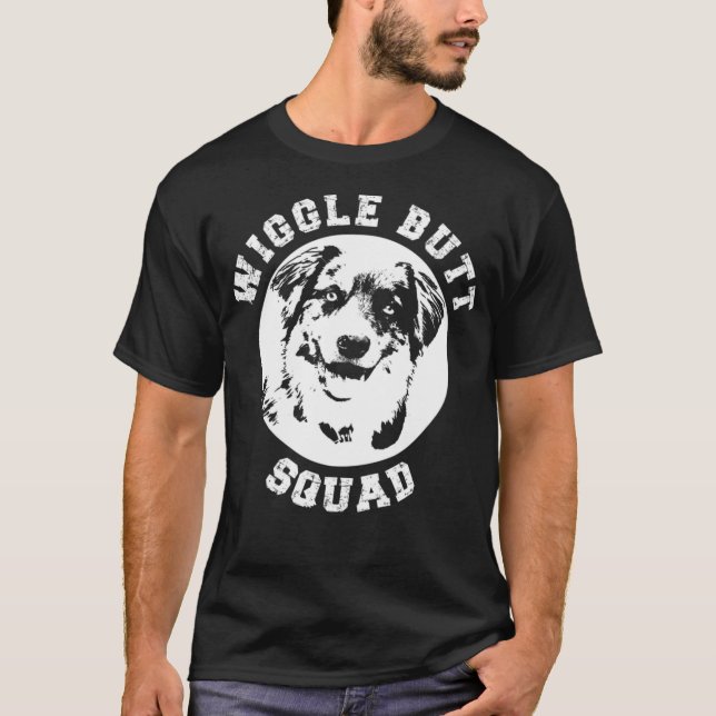 Funny Australian shepherd Wiggle Butt Squad för Au T Shirt (Framsida)
