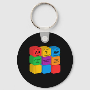 Funny Autism Awareness Inslag Periodic Bord Che Nyckelring