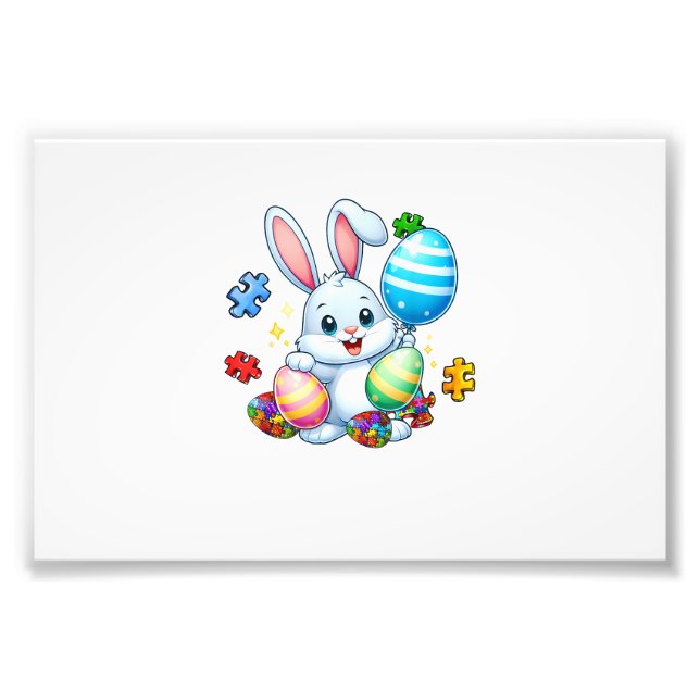 Funny Autism Awareness Puzzle Easter Bunny Eggs Ki Fototryck (Framsidan)