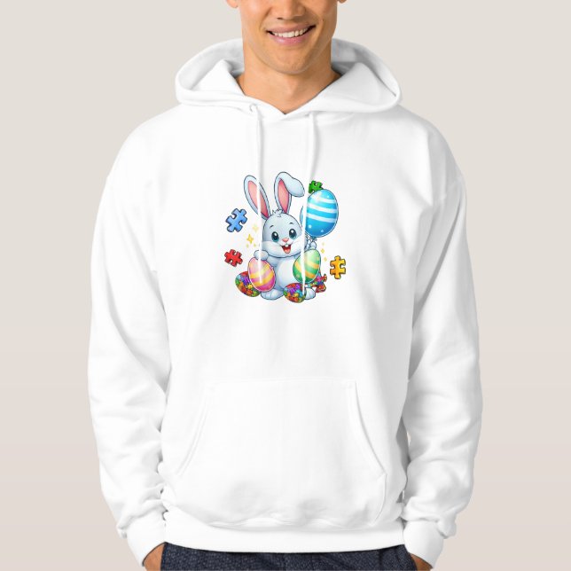 Funny Autism Awareness Puzzle Easter Bunny Eggs Ki Hoodie (Framsida)