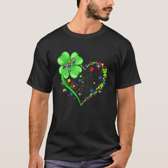 Funny Autism Awareness St Patricks Day Clover Auti T Shirt (Framsida)
