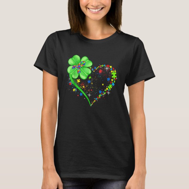 Funny Autism Awareness St Patricks Day Clover Auti T Shirt (Framsida)