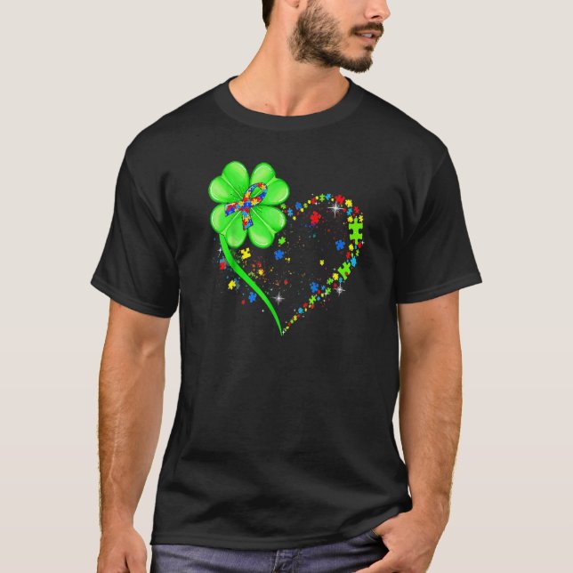 Funny Autism Awareness St Patricks Day Clover Auti T Shirt (Framsida)