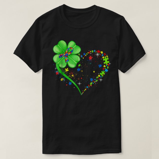 Funny Autism Awareness St patricks day Klöver Auti T Shirt (Design framsida)