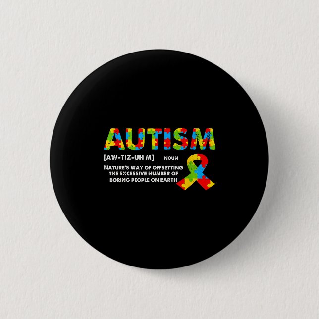 Funny Autism Definition - Autism Awareness Month  Knapp (Framsida)