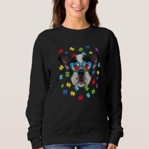 Funny Autism Fransk Bulldog Hund Puzzle Sunglasses T Shirt