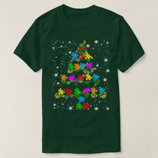 Funny Autism Julgran Ornament Decor Gift T Shirt (Design framsida)