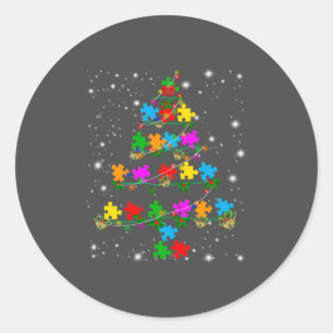 Funny Autism Julgran Tee Ornament Decor Gif Runt Klistermärke