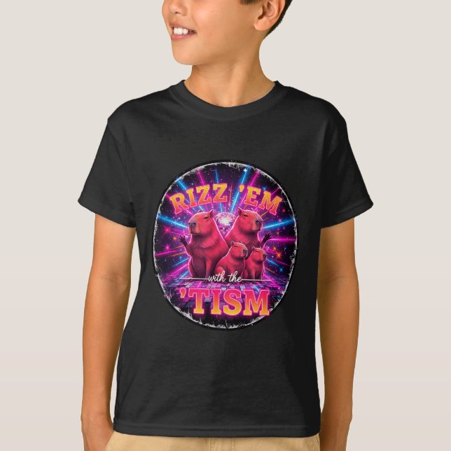 Funny Autism Rizz Em With The Tism Capybara Meme A T Shirt (Framsida)