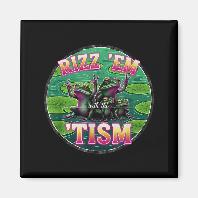 Funny Autism Rizz Em With The Tism Frog Meme Autis Magnet (Framsidan)