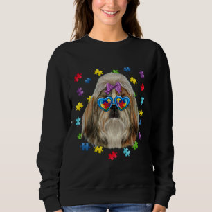 Funny Autism Shih Tzu Hund Puzzle Sunglasses Boys  T Shirt