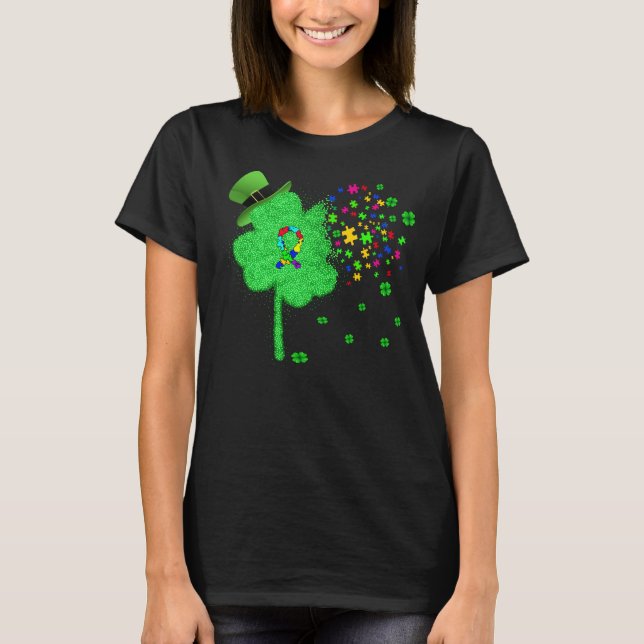 Funny Autism St patricks day Klöver Leprechaun Gif T Shirt (Framsida)