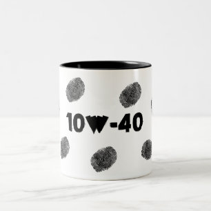 Funny automatisk mekanisk 10 W40 Greasy Fingerprin Två-Tonad Mugg