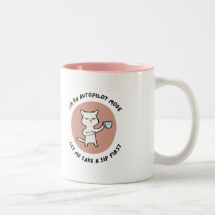 Funny autopilotläge Kaffe Mugg - Sömnig kattdesign