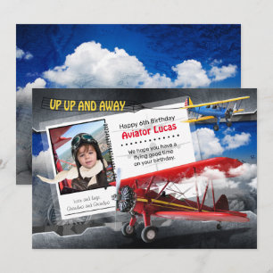 Funny Aviator Flygplan-födelsedagskort Inbjudningar