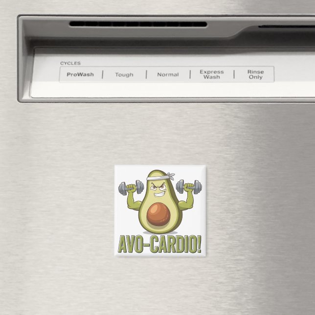 Funny Avo-Cardio Avocado Fitness Design Magnet (In Situ (Dishwasher))