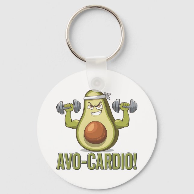 Funny Avo-Cardio Avocado Fitness Design Nyckelring (Framsida)