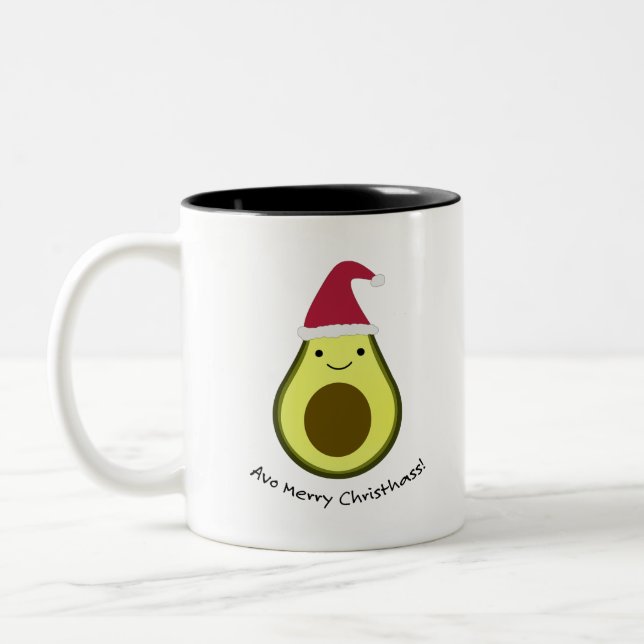 Funny Avo Merry Christhass Avocado Pun Två-Tonad Mugg (Vänster)