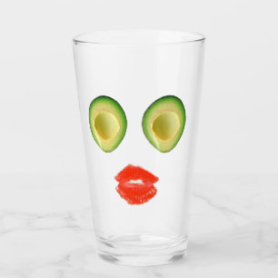 Funny Avocado Ansikte Red Grönt 4Michelle Glaskopp