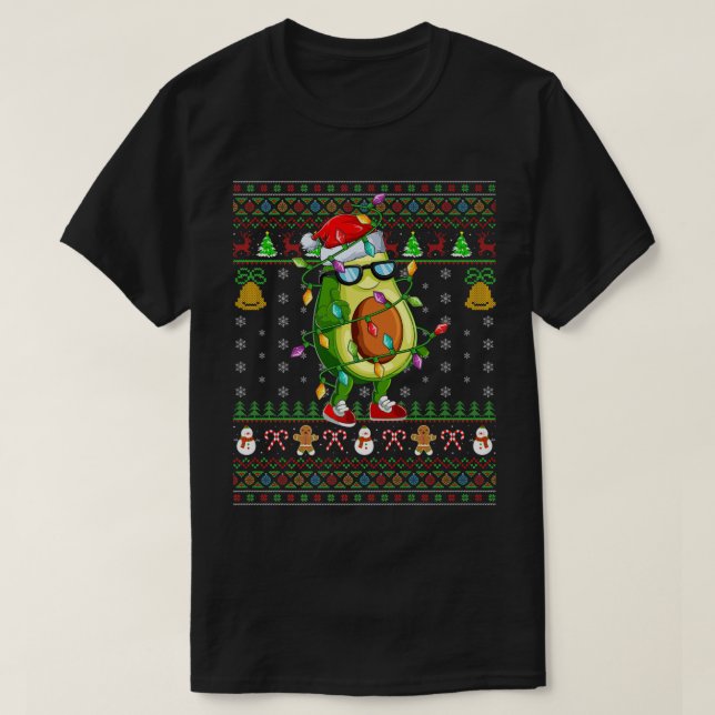 Funny Avocado Fruit Älskare Julafton Santa Avocado T Shirt (Design framsida)
