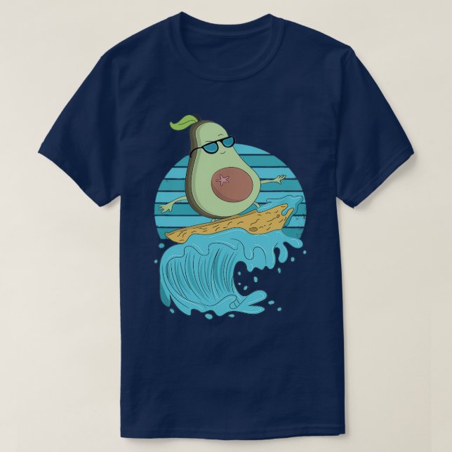 Funny Avocado Funny Surfing Avocado sommargåva Av T Shirt (Design framsida)