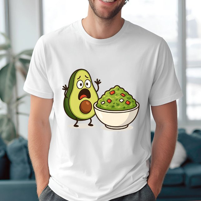 Funny Avocado Guacamole-Tecknad Design T Shirt (Skapare uppladdad)