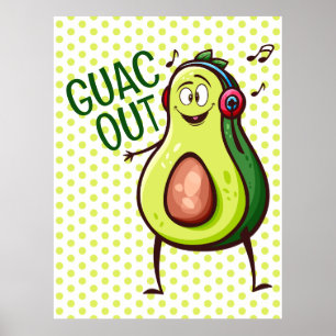 Funny Avocado Music-hörlurar Poster