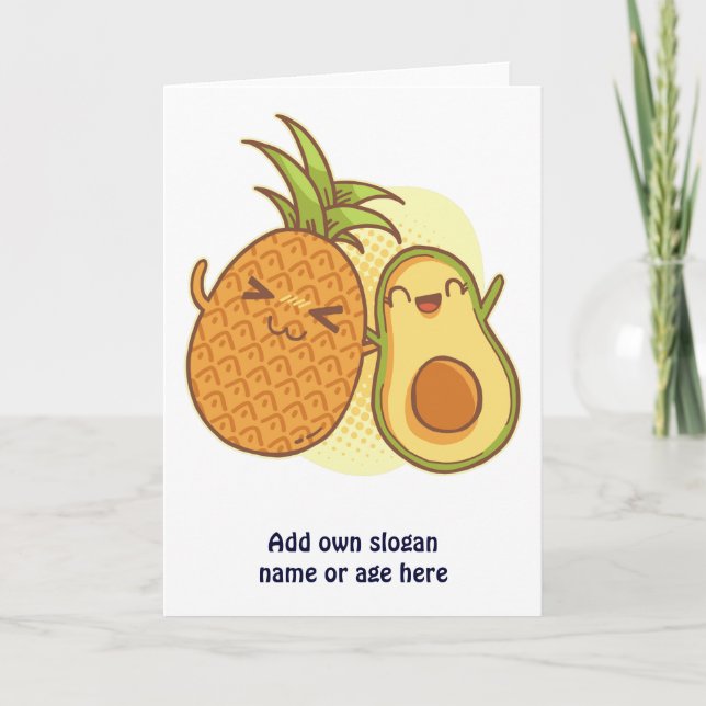 Funny Avocado Pineapple Best Friends BFF Kawaii Kort (Framsida)