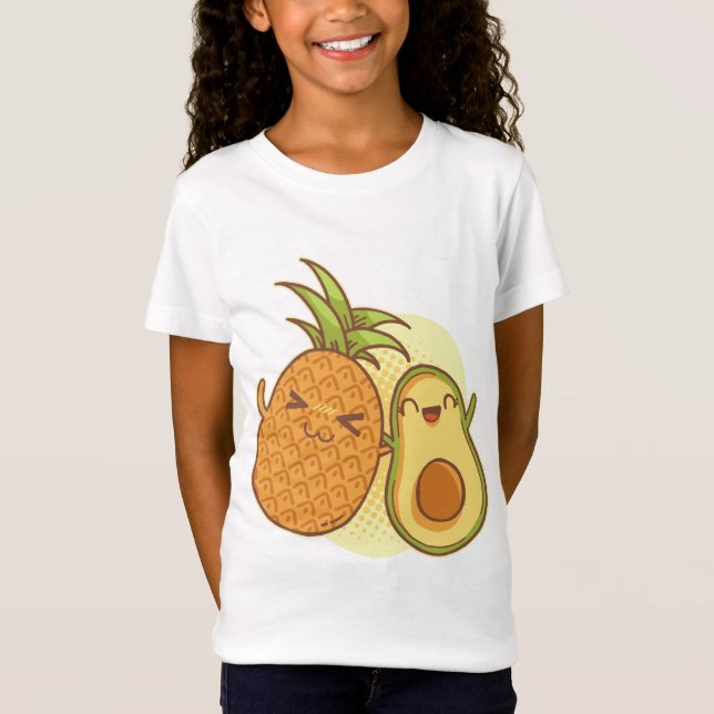 Funny Avocado Pineapple Best Friends BFF Kawaii T Shirt (Framsida)
