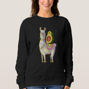 Funny Avocado Riding på ett Llama Alpaca Animal T Shirt