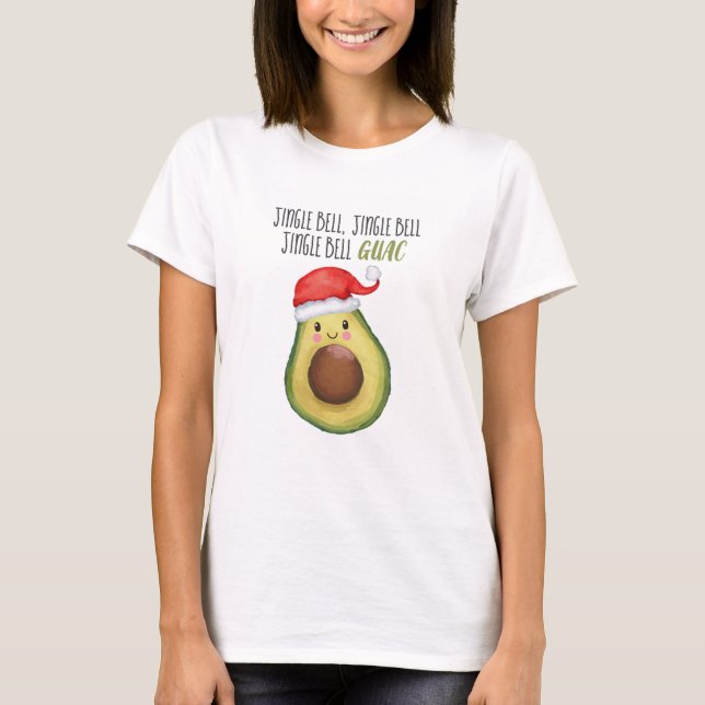 Funny Avocado Santa Jingle Bell Guac jul T Shirt (Framsida)