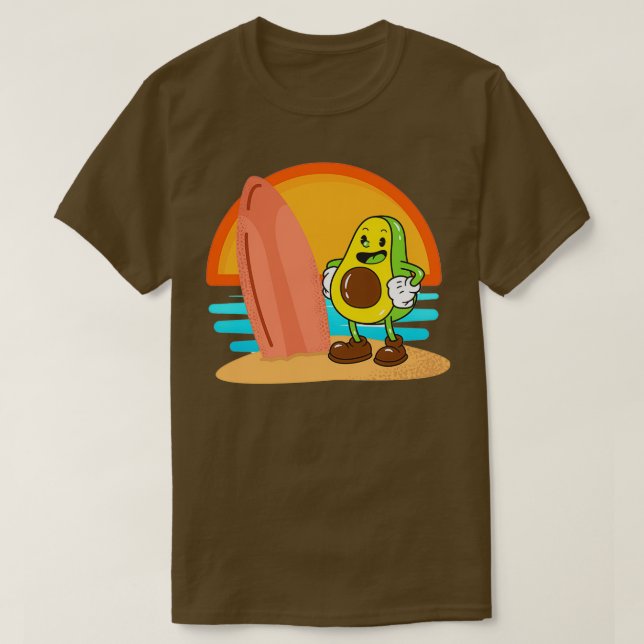 Funny Avocado Surfing 64 T Shirt (Design framsida)
